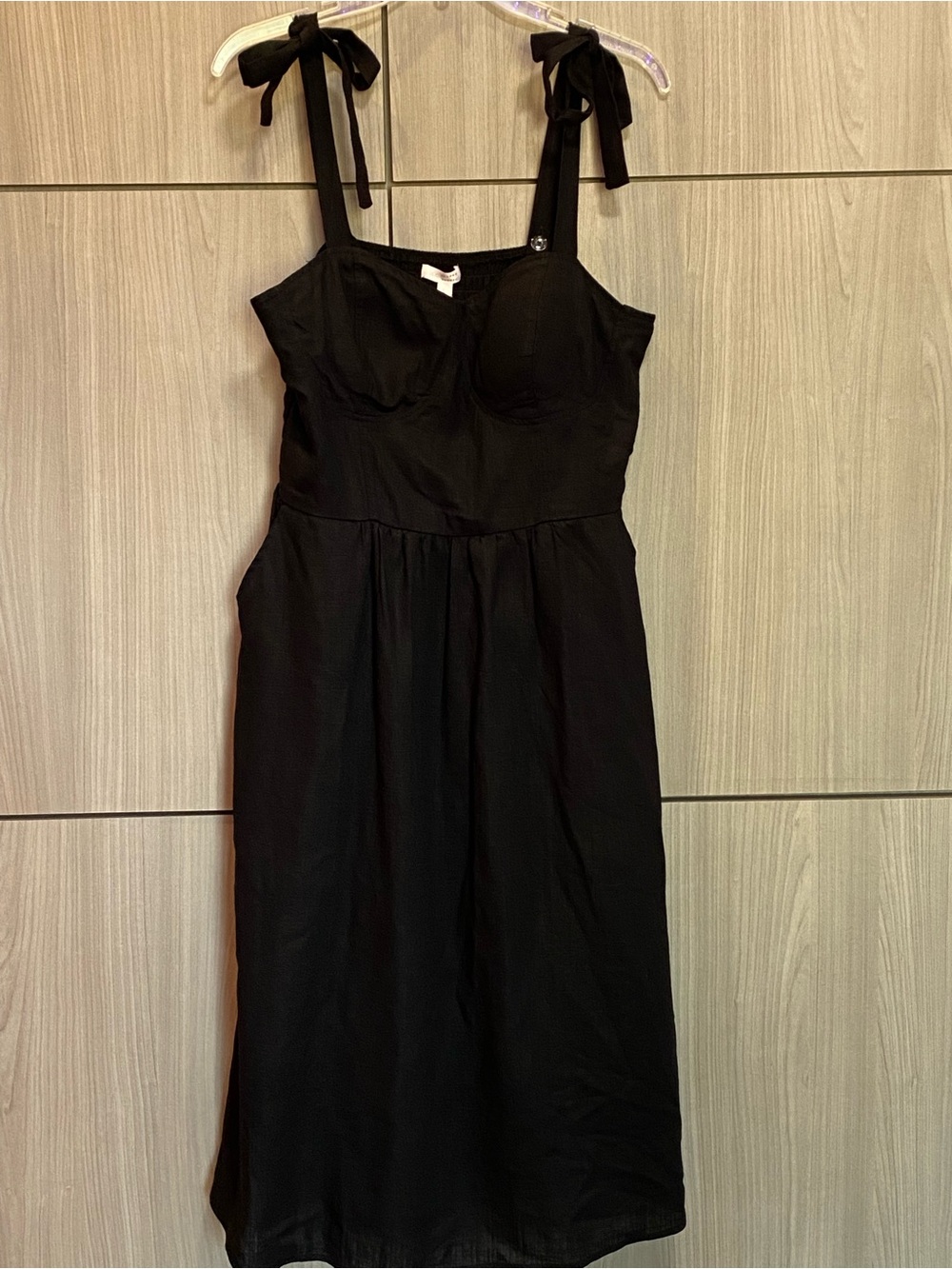 Lauren Conrad Sundress W/ Pockets Black Size Large Festival Concert Ready Midi